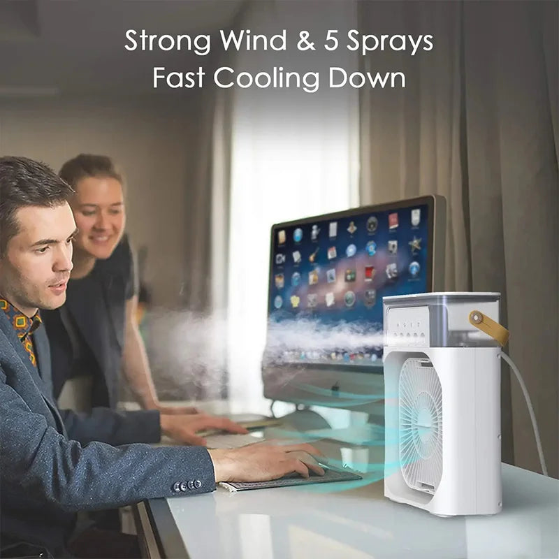 Portable Humidifier Fan Air Conditioner USB 5 Holes Mist Sprayer Cooling Desktop Electric Fan Small Air Cooler for Home Office
