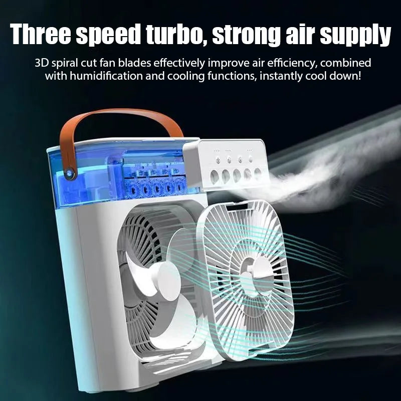 Portable Humidifier Fan Air Conditioner USB 5 Holes Mist Sprayer Cooling Desktop Electric Fan Small Air Cooler for Home Office