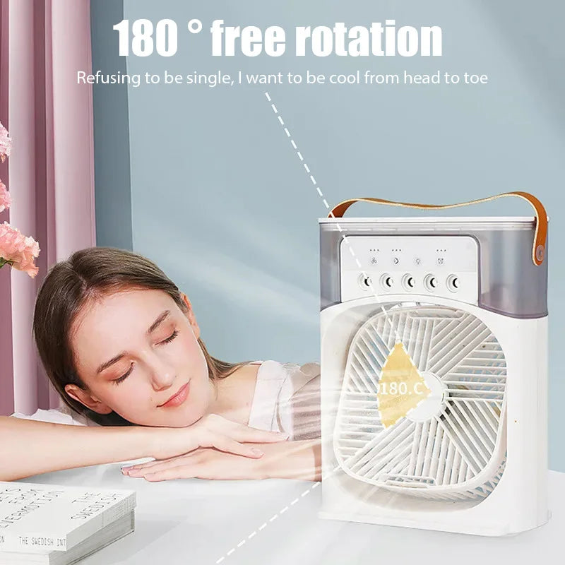 Portable Humidifier Fan Air Conditioner USB 5 Holes Mist Sprayer Cooling Desktop Electric Fan Small Air Cooler for Home Office